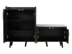Banco zapatero moderno con 4 puertas y cojín - patas y tiradores de metal - color - 120 x 34 x 82 cm < Merax Discount
