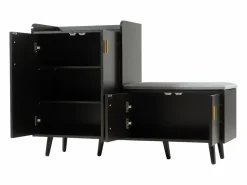 Banco zapatero moderno con 4 puertas y cojín - patas y tiradores de metal - color - 120 x 34 x 82 cm < Merax Discount