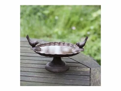ESSCHERT DESIGN Comida Para Animales De Compañía * Bandeja de semillas de hierro fundido con pájaros decorativos Marru00f3n
