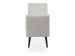 Banqueta tapizada blanca con patas madera negras < Sale