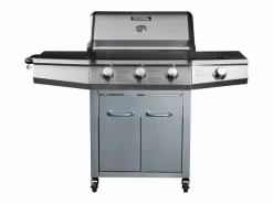 Habitat et jardin Barbacoa * Barbacoa a gas "Bingo 4" - 4 quemadores (1 lateral) - 14kW + Funda de protección- Plateado Negro