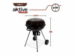 Barbacoa de carbón Aktive con tapa+ruedas Ø57x86 cm < Discount