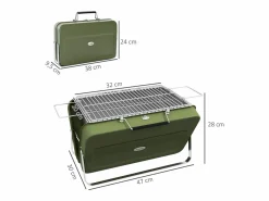 Barbacoa * Barbacoa de carbón de mesa con rejilla y asa, acero inoxidable, , para jardín y picnic (47x30x28 cm) Verde