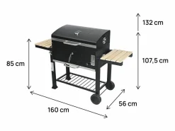 Barbacoa de carbón "Marquis" con estantes laterales y parrillas ajustables - < Habitat et jardin New