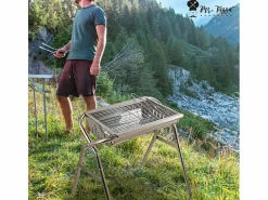 AHD Barbacoa * Barbacoa de carbón y leña de acero portátil con parrilla Oak Multicolor