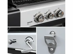 Barbacoa de gas 2 en 1, 3 quemadores con 1 fuego lateral < Sweeek Outlet