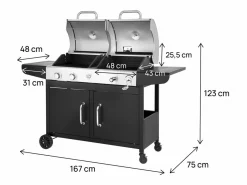 Barbacoa de gas y carbón "Western" 2 en 1 - Negra < Habitat et jardin Online