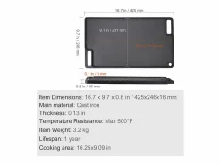 Barbacoa Placa SucceBuy, 25 x 42 cm, Parrilla de Cocción Reversible en Hierro Fundido para Barbacoa < Online