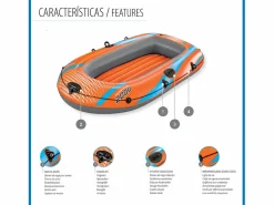 Barca Hinchable para 1 Adulto y 1 Niño Kondor Elite 2000 Raft 196x106x31 cm con Asas y Suelo Hinchable < Bestway Best