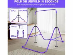 Aparato De Musculación * Barra de gimnasia extensible para niños, regulable en altura, de acero, color morado (145x100x130 cm) Violeta