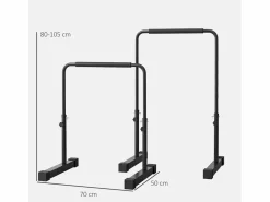 Aparato De Musculación * Barras de inmersión de acero, negras, antideslizantes y regulables en altura para entrenamiento muscular (70x50x100 cm) Negro