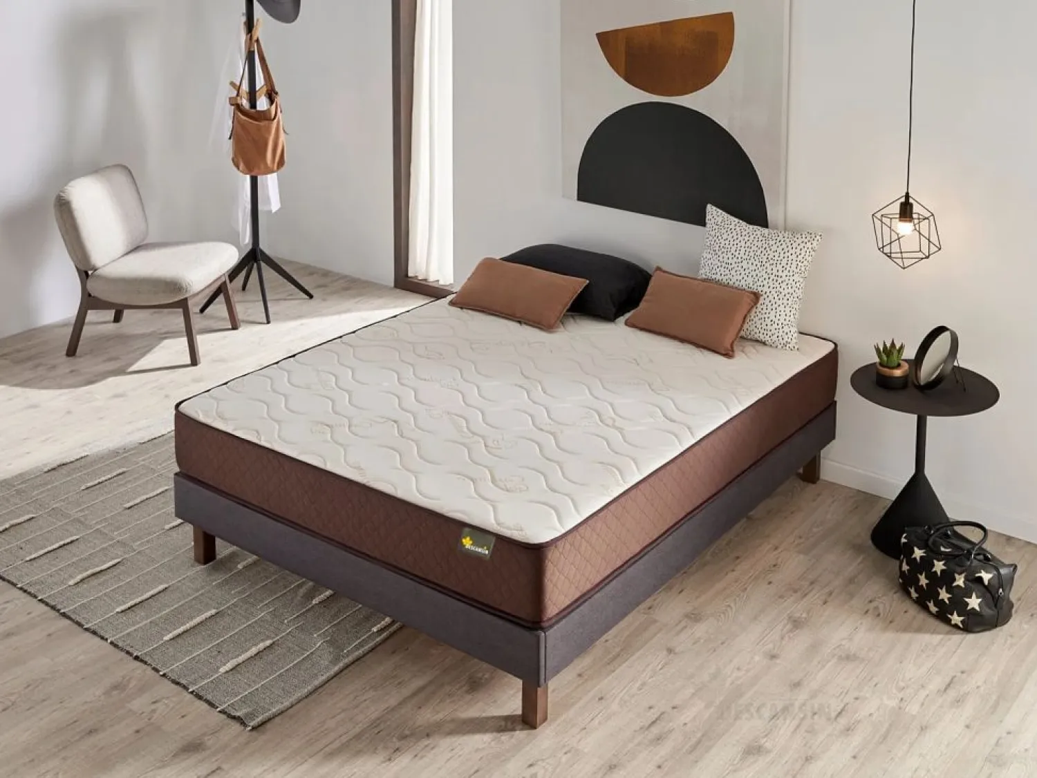 Base De Cama De Láminas * Base Tapizada Con Patas | Medidas 135x190 | Base francesa Descansin | Lujo a tu Alcance Gris