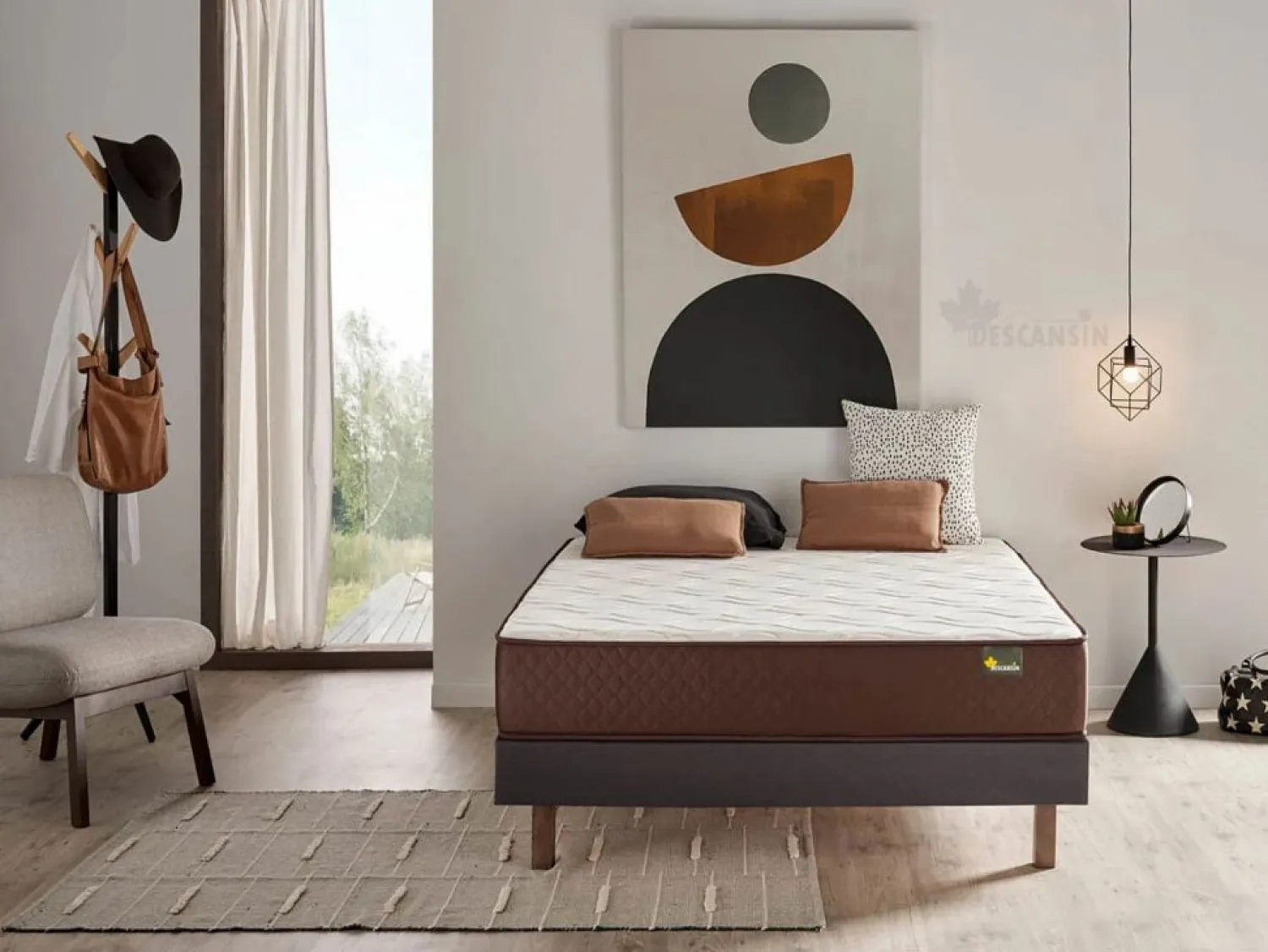 Base De Cama De Láminas * Base Tapizada Con Patas | Medidas 135x190 | Base francesa Descansin | Lujo a tu Alcance Gris