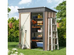 Caseta De Jardín | Bealife Caseta de Jardín de Metal 162x95x182 cm, Casa de Equipos Marrón con Construcción Estable para el Jardín