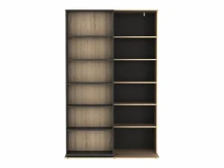 Biblioteca corredero con 18 estantes - Natural y antracita - PRALI < Vente-unique New