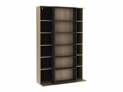 Biblioteca corredero con 18 estantes - Natural y antracita - PRALI < Vente-unique New