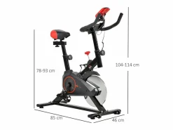 Bicicleta Estática * Bicicleta estática con pantalla LCD, asiento regulable y resistencia regulable, acero, color negro (85x46x114cm)