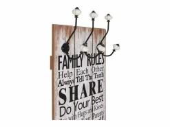 Borghild Perchero de pared FAMILY RULES con 6 ganchos 120x40 cm < Garden Furniture Best