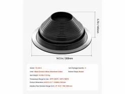 Cañería * Botas de Solera para Tubos SucceBuy Lote de 2 de Techo para Tubos de 15 a 28 cm, EDPM Flexible, Resistente a Altas Temperaturas, Base de Metal Duradero Negro