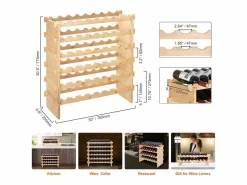 Botellero Apilable SucceBuy para 48 Botellas, Estante de Exhibición de Madera de Bambú de 6 Niveles < Online