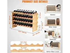 Botellero * Botellero Apilable SucceBuy de 4 Niveles para 36 Botellas, de Madera de Bambú Natural