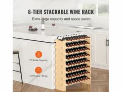 Botellero | Botellero de Bambú SucceBuy de 8 Niveles para 72 Botellas, Apilable y Modular.