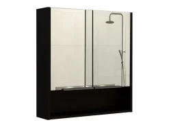 TuHome Mueble De Pared Para Baño * Botiquin Jaspe en Melamina, con espejos , 62.48 cm X 59.94 cm X 13.97 cm , Negro