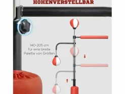 Aparato De Musculación * Boxeador de pie con dos Speedballs, soporte de reflejos, ajustable 140-205 cm, piel sintética, color (84x36x140-205 cm) Negro
