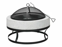 Brasero Barbacoa 2 en 1 "Torro" en Piedra Blanca 70x70x49 cm con Tapa y Atizador < Habitat et jardin Best