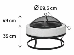 Brasero Barbacoa 2 en 1 "Torro" en Piedra Blanca 70x70x49 cm con Tapa y Atizador < Habitat et jardin Best