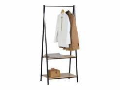 Burro de ropa 2 estantes melamina y metal roble cambrian negro 64x150x40 cm < New