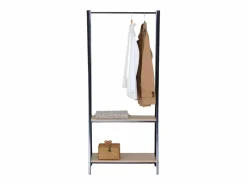 Burro de ropa 2 estantes melamina y metal roble cambrian negro 64x150x40 cm < New