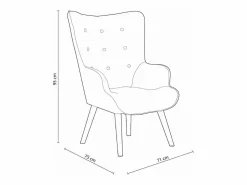 Butaca de 95x71x75 cm con reposabrazos en color y patas de madera marrones Dakota < Cambia tus muebles Clearance