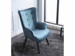 Butaca de 95x71x75 cm con reposabrazos en color turquesa y patas de madera negras Dakota < Cambia tus muebles Hot