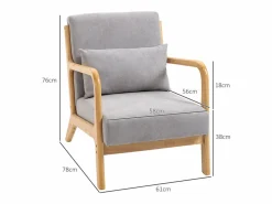 Butaca Nordic con reposabrazos + cojín 76x61x78 cm < Homcom Clearance