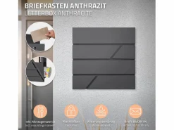 Buzón correos acero antracita casillero depósito periódico con soporte plateado < ML-DESIGN Outlet