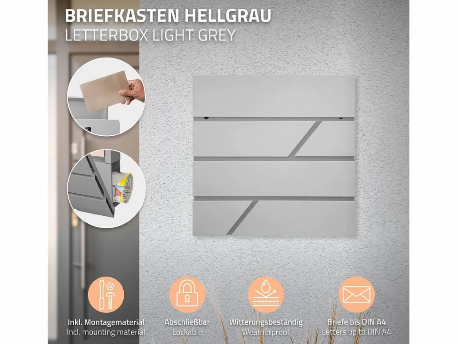 Buzón correos acero gris claro casillero depósito periódico soporte cartas 170cm < ML-DESIGN Discount
