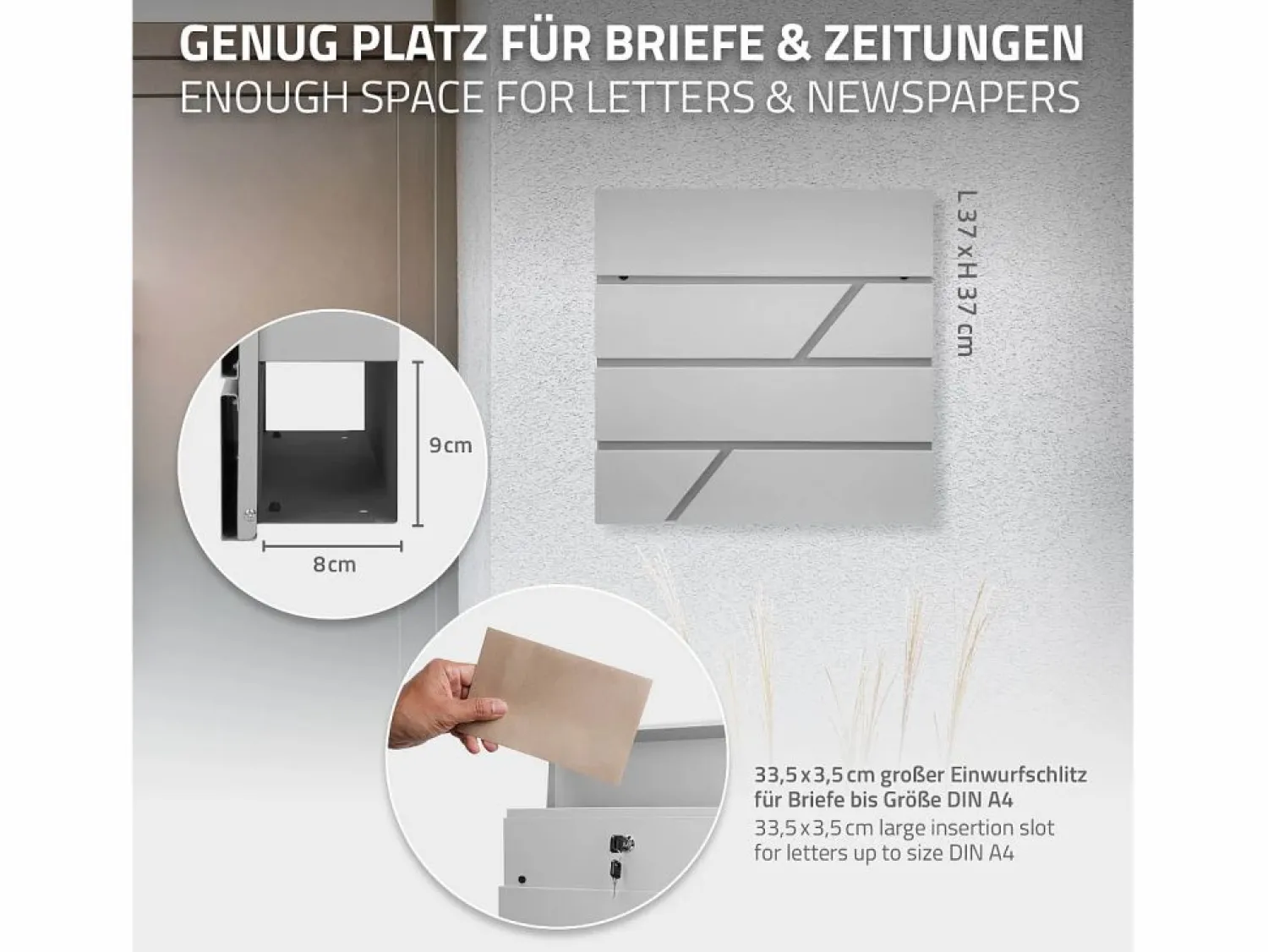 Buzón correos acero gris claro casillero depósito periódico soporte cartas 170cm < ML-DESIGN Discount