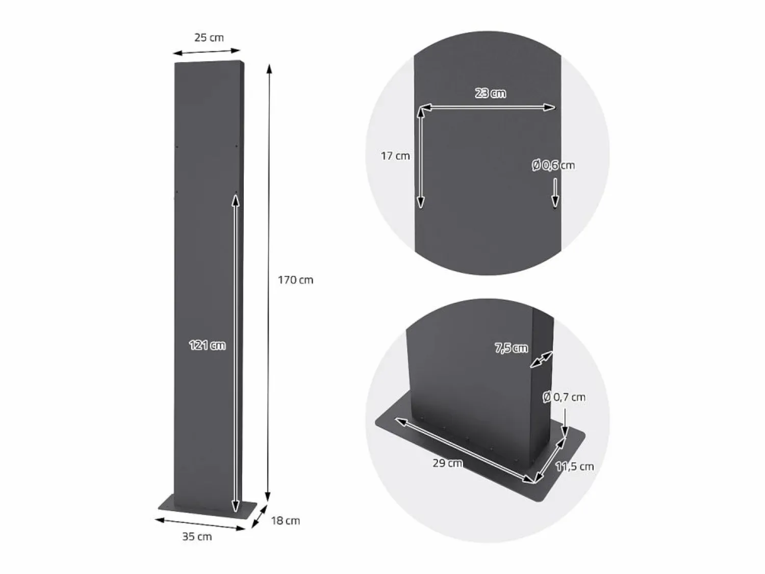 Buzón correos acero gris claro casillero depósito periódico soporte cartas 170cm < ML-DESIGN Discount