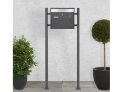 Buzón de acero inoxidable antracita moderno casillero de correo + soporte 120 cm < ML-DESIGN New