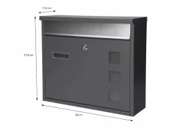 Buzón de acero inoxidable antracita moderno casillero de correo + soporte 120 cm < ML-DESIGN New