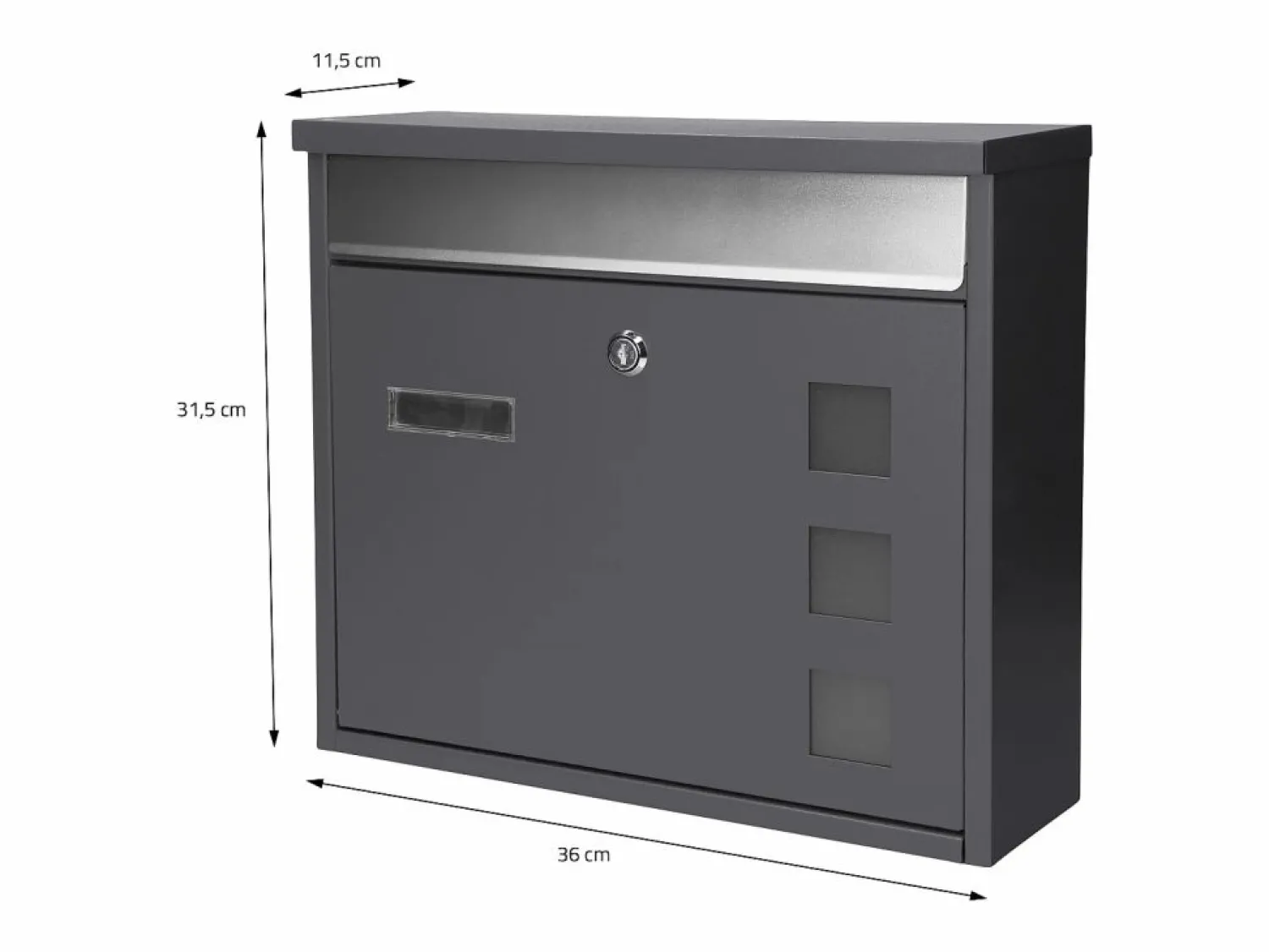 Buzón de acero inoxidable antracita moderno casillero de correo + soporte 120 cm < ML-DESIGN New