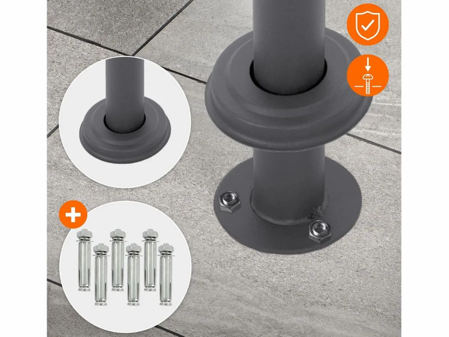 Buzón de acero inoxidable antracita moderno casillero de correo + soporte 120 cm < ML-DESIGN New