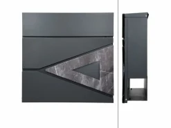Buzón de acero negro imitación mármol moderno montado < ML-DESIGN