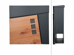 Buzón de pared moderno acero antracita aspecto madera < ML-DESIGN Sale