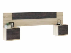 Cabecero Cama Matrimonio, Mesitas 2 Cajones Color Óxido Roble Canadian 150 cm < Discount
