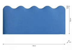 Cabecero Y Puente De Cama | Cabecero tapizado forma ondulada azul prussia 160x73,5cm