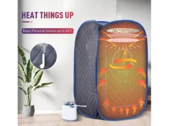 DripeX Sauna De Exterior * Cabina de sauna de vapor, sauna plegable de 1000W, con control remoto y instrumento de fumigación y silla plegable, carpa de spa, 80x80x135cm Negro