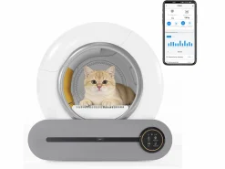 Hauss Spole Higiene Y Cuidado De Mascotas * Caja de arena autolimpiable adaptable de 65 l - Elimina olores - Controlada por app - Blanca Blanco