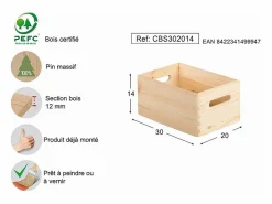 Astigarraga Cesta * Caja de madera 30 x 20 x 14 cm Beige